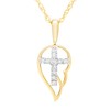 14K Yellow Gold Plated Sterling Silver 0.10cttw Angel Wing Cross
