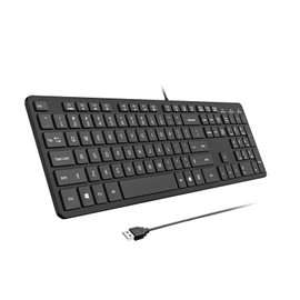 B.FRIENDIT Wired USB Keyboard, Comfortable Quiet Chocolate Keys, Durable Ultra-Slim Wired Computer Keyboard, QWERTY Layout for PC, Windows 11/10/8/7, KB1430 - Black