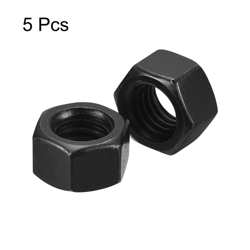 sourcing map 1/2-13 Hex Nuts, Carbon Steel Grade 8.8 Black