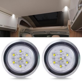 Command Electronics 12V LED Surface Mount Dome Light with Chrome Trim Ring – OEM RV, Camper, Bus, Truck, & Trailer – Made in The USA – 3" Diameter – White 2-Pack