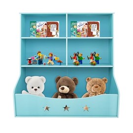 Bacacoo 3-Tier Bookcase, Kids' Storage Organizer, Home Organization Toy Bookcase, PVC Open Book Shelf for Children'S Rooms, Corridors, Nurseries, Playrooms, Bedrooms (Light Blue)