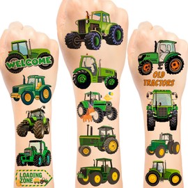 24 Sheet (144Pcs) Tractor Temporary Tattoos Tractor Party Favors Tractor Theme Birthday Party Supplies Decorations for Kids Boy Girls Prizes Christmas Gifts Goodie Bags Stuffers