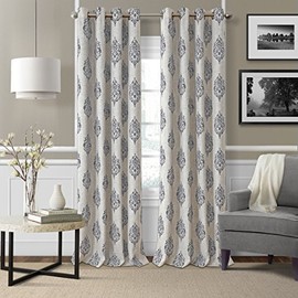 Elrene Home Fashions Navara Medallion Room Darkening Window Curtain Panel, 52" x 95" (1, Gray