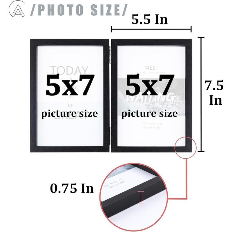 5x7 Picture Frames Double Hinged Wood Folding Photo Frames Vertical