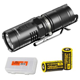 NITECORE MT10C 920 Lumen Multitask Tactical Flashlight with Red Light, 2x Rechargeable Batteries, and LumenTac Battery Organizer