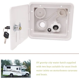 Gravity/City Water Inlet Hatch, White Gravity City Water Hatch Fill Dish Lock Keys RV Trailer