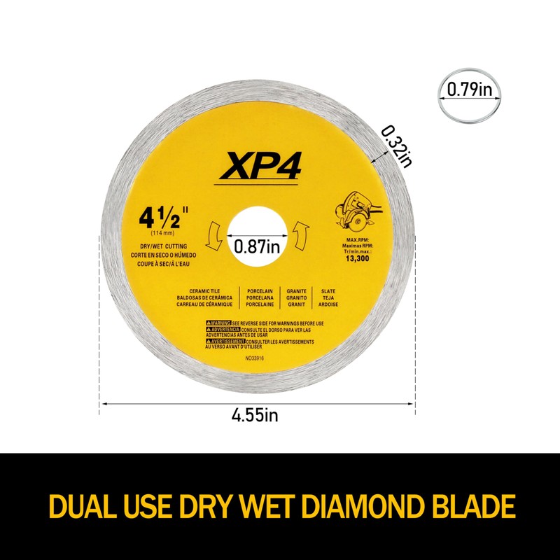 DW4765 4-1/2-Inch Diamond Blade for DEWALT Angle Grinder, fits Extra