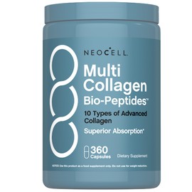 NeoCell Multi Collagen Peptides Capsules | 360 Pills | 10 Types of Advanced Bio-Peptides | Superior Absorption | Grass Fed Complex Supplement | for Women and Men