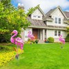Outdoor Solar Garden Lights Hollow Metal Flamingo Lawn Light LED