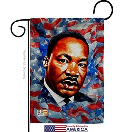 Breeze Decor MLK Civil Rights Garden Flag Set Wall Hanger Black History Martin Luther King Right Stars United State American Small Decorative Gift Yard House Banner Made in USA 13 X 18.5