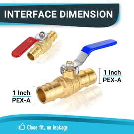 (Pack of 4) Seelink 1 Inch PEX-A Expansion Ball Valve, Brass Shut Off Valve for Pex-A Pipe Connection, Potable Water, ASTM F1960, Red&Blue
