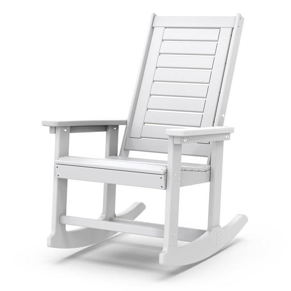 IVY&LANE Rocking-Chair-Outdoor | Porch-Rocker | White | HDPE Plastic |