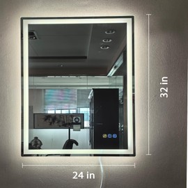 cxxsom Led Mirror Bathroom Lighted Wall Mirror with Lights Smart Vanity Makeup Mirror 32x24 Frontlit and Backlit Stepless Dimmable Change Adjustable,Touch Switch Memory Function,Shatter-Proof,AntiFog