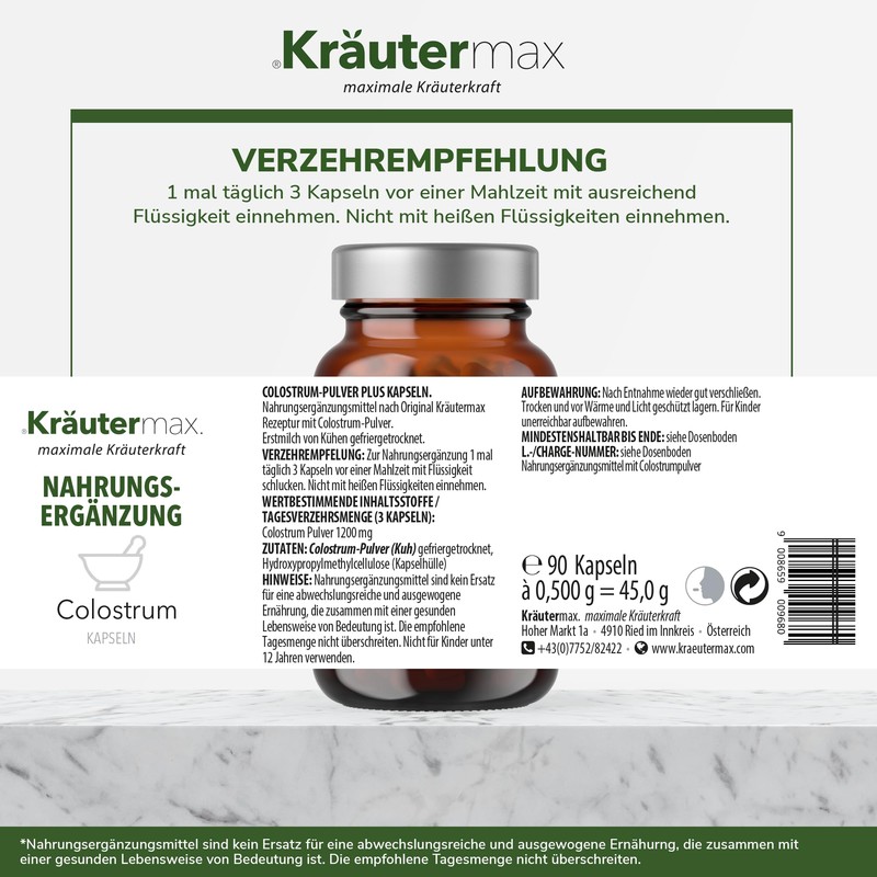 Kräutermax Colostrum Capsules 1 x 90 Pieces