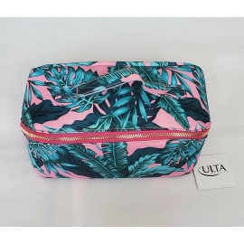 Ulta Beauty Jungle/Leaf Design Zippered MakeUp Pouch/Bag 9"L×4"H×4"W, New! A3