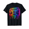 Dripping Paint Boombox Old School 80s Music Hip Hop T-Shirt