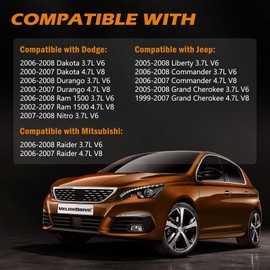 VeloxDrive UF270 6pcs Ignition Coils Iridium Spark Plugs Fit for 2004-2008 Dodge Dakota Durango Ram 1500 Nitro, Jeep Liberty Commander Grand Cherokee, Mitsubishi Raider 3.7L V6 Replace OE UF297, UF399