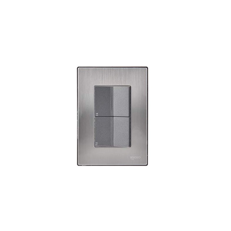 iGoto INOX2014 con 2 apagadores escalera de 1.5 módulos, Acero