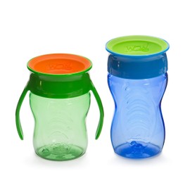 Wow Cup Stages Kids and Baby 360 Vaso para beber, azul/verde, 10 onzas/7 onzas, paquete de 2