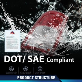PIT66 Tail Lights Rear Light Lamp Assembly Compatible with Dodge Ram 1500 2019-2023/Not Fit Ram 1500 Classic Models and LED Type Tail Light Models Bulbs Included Left Driver Side