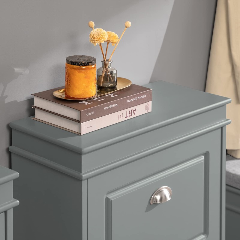 Haotian Small Shoe Cabinet, Grey 2 Flip Drawers Freestanding Shoe