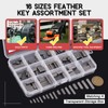 Hilitchi 144pcs 16 Sizes Carbon Steel Round Ended Feather Key
