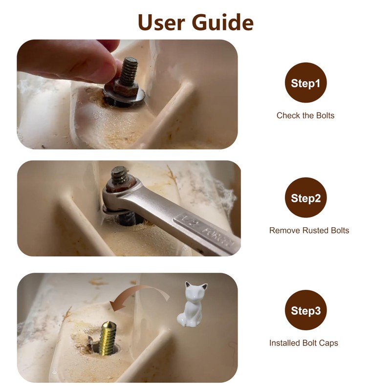 2Pcs Toilet Bolt Covers, White Ceramic Fox-Cat Shaped, Fun Bathroom