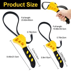 Strap Wrench Set, 2Pcs Adjustable Rubber Strap Wrench, Oil Filter Wrench Use as Jar Opener, Pipe Wrench
