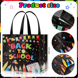 HOWAF 12Pcs First Day of School Gift Bags, First Day of School Treat Bags Non-Woven Tote bag with Handles Colorful Crayon Goodie Candy Bag for Welcome Back Supplies Gift Wrapping Decorations