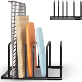 MUSLONG Chopping Board Rack Chopping Board Stand Black Chopping Board Holder Stand Chopping Board Holder Pot Lid Holder Chopping Board Organiser Stand Pot Pan Lid Holder for Kitchen