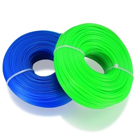 Pack of 2 1.6 mm trimmer line, total 200 m nylon mowing line, brush cutter thread, trimmer line for grass trimmer replacement thread, trimmer line for park, garden, yard, grass, weeds, blue, green,
