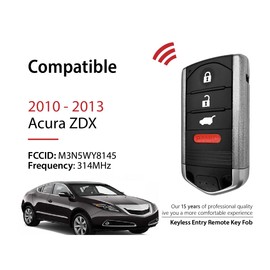 Car Key Fob Remote Keyless Entry Control M3N5WY8145 314MHz 4 Button Replacement for 2010-2013 Acura ZDX