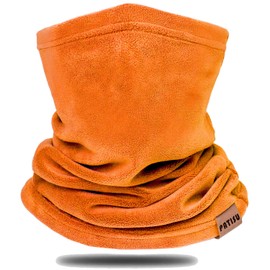 Neck Warmer Gaiter Winter Fleece Neck Cover Balaclava Windproof Face Cover Mask for Ski Motorcycle (Orange, 1)