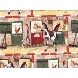 Alex Clark Art Horses and Stable Flat Gift Wrapping Paper"Alice's Stable" 3 Sheets 19.5 in x 27.5 in