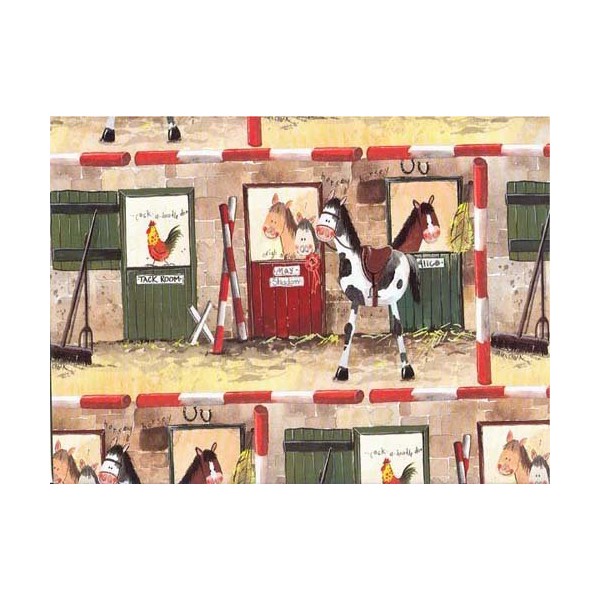 Alex Clark Art Horses and Stable Flat Gift Wrapping Paper"Alice's Stable" 3 Sheets 19.5 in x 27.5 in