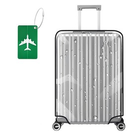 Clear PVC Suitcase Covers Protectors, Travel Luggage Covers for Suitcases Waterproof, 20 Inch Luggage Case Cover Trolley Suitcase Protective Cover with Luggage Tag for Wheeled Suitcase Luggage