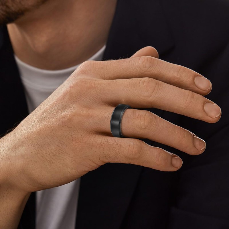 Classic Wedding Bands for Men 8mm Black Tungsten Carbide Rings,