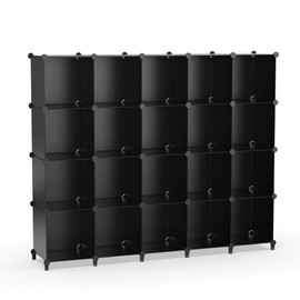 HOMIDEC 20-Cube Black Cube Storage Organizer, Modular Storage Shelf with Hammer, Cube Storage Bin Cabinet Closet Bookshelf for Living Room, Bedroom, Office, Each Cube Size 11.8 x 11.8 inch