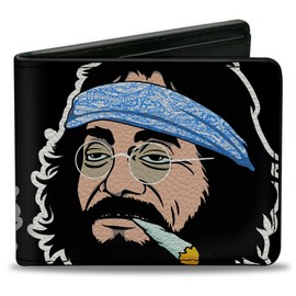 Homies in Dreamland by Cheech & Chong Wallet, Bifold, Homies in Dreamland Cheech and Chong Smoking Pose Black, Vegan Leather, 4.0" x 3.5", Casual