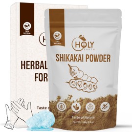 Holy Earth 100% Pure Shikakai Powder – 100g (Acacia concinna) | Organic Hair Cleanser & Conditioner with Free Gloves & Shower Cap | Natural Strengthening & Softening | Non-GMO, Vegan | Resealable Pack