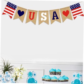 Levemolo American Independence Day Banner Patriotic Burlap Flag Bunting Perfect for 4th July Celebration Decorative Party Supplies