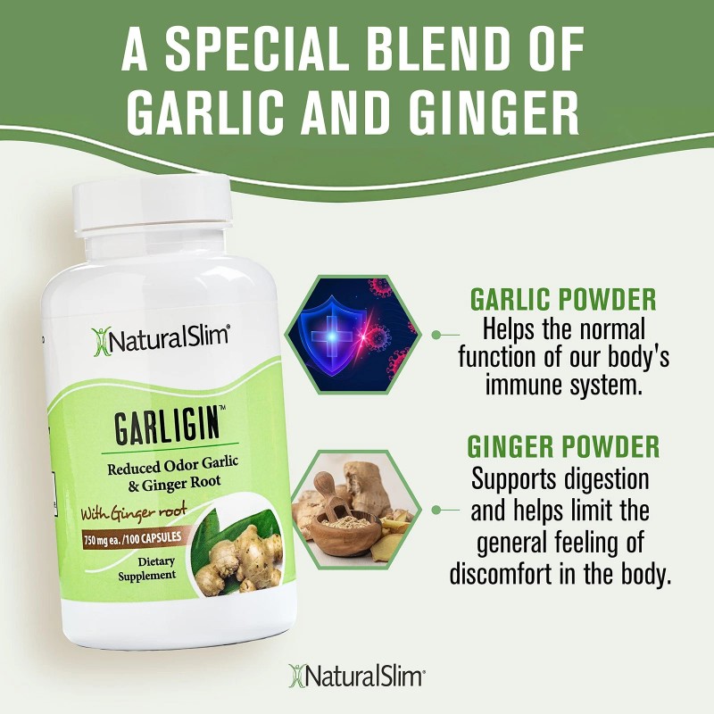 NaturalSlim Garligin - Garlic Capsules with Ginger - Blood Pressure