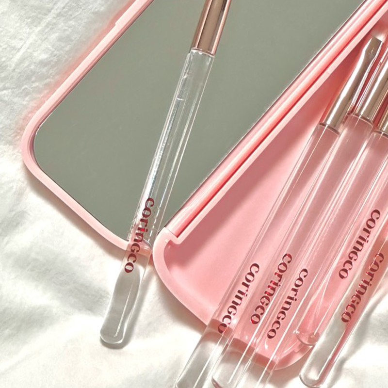 Coringo [Corinco] Portable eye brush set 6 pcs pink pocket