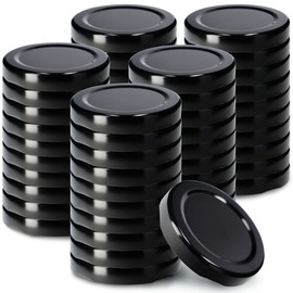 KADAX Screw Cap fi53 mm, Twist Off Metal Lid Set, Fits 115ml Jars, Replacement Lids with 4 Locking Teeth, Lids for Bottles and Mason Jars (Pack of 50, Black)