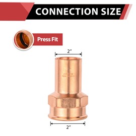 1 Pack EFIELD Press Copper Fittings,2-Inch FTG x 2-inch Female Street Adapter,Full Port (2-inch),(PRESS183)