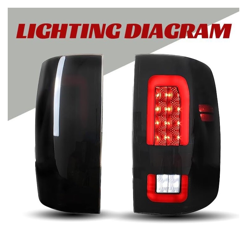 KAKABAS Smoked Black LED Tail Light Compatible with Dodge RAM