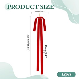 CRAFTYMELODY 12Pcs Velvet Christmas Swag Bow Vintage Bowknot Ribbon Ornaments Polyester Bowknot Pendant Tree Topper Wreath Bows Decorations for Home Christmas Tree Indoor Outdoor Decoration