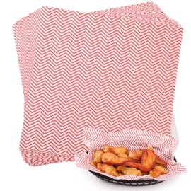 GeeRic Waxed Deli Paper Sheets 12 * 12 Inch, 100 Pcs Food Basket Liners for Sandwiches, Burgers, Wave Deli Wrap Wax Paper Sheets Red