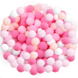 TOAOB 300 Pieces Pompoms 25 mm Pink Series Pompom Fluffy Plush Set Balls Art Bobble for Funny DIY Creative Crafts
