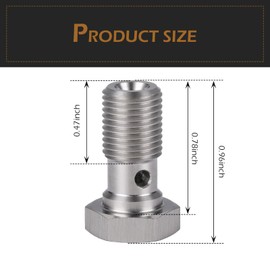 Zikefest M10x1.0 Metric Stainless Steel Single Banjo Bolt Brake Fitting Adapter 20mm, Thread Turbo Brake Line Fitting with Copper Washers